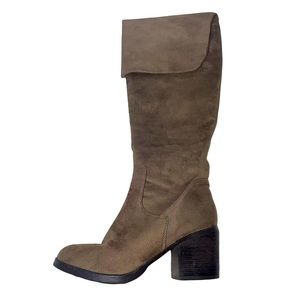 Bamboo brown Suede Chunky Heel Knee High Boots SZ 8